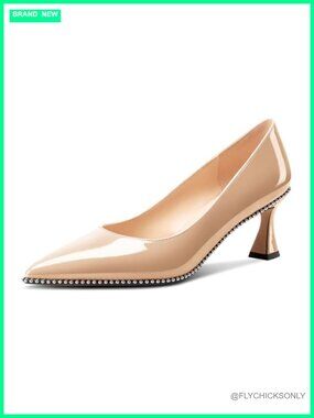 Silver Beaded Kitten Heel Pointed Toe Pumps Slip-On